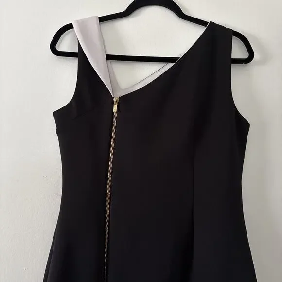 Calvin Klein Sleeveless Full Zip Back Sheath Dress Black White Size 10 Cocktail - Picture 6 of 11